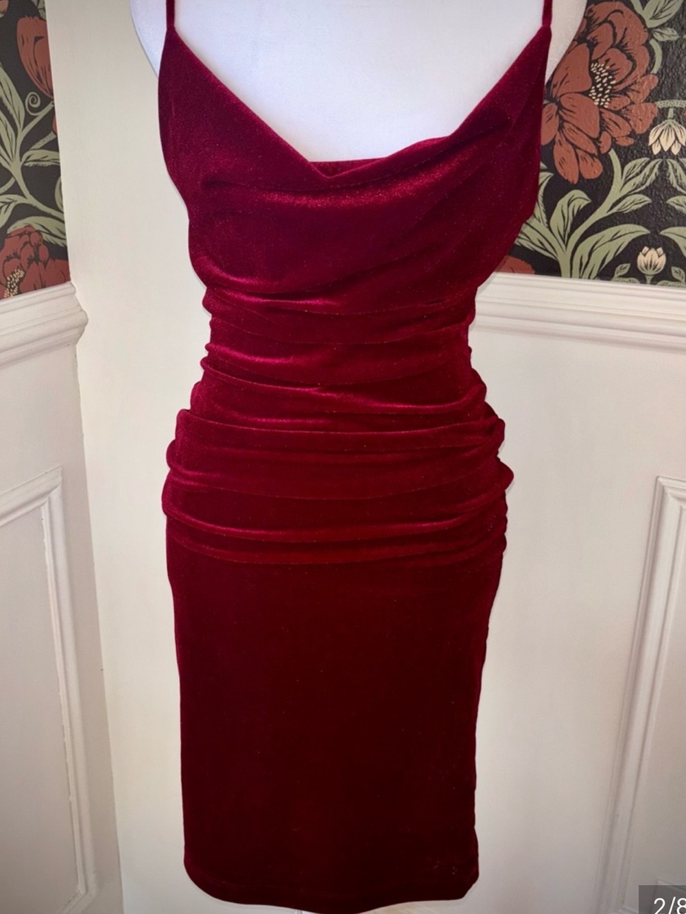 AKIRA Red Velvet Bodycon Midi Dress Mob Wife